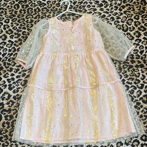 Pink and Gold Starry Kids Dress, Bisby Size 6